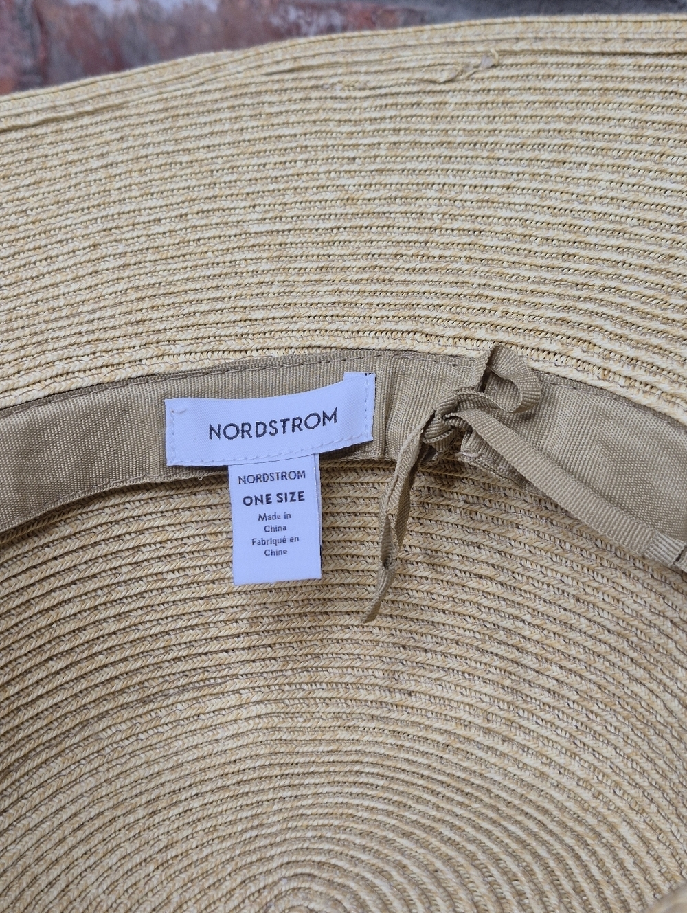 Nordstrom Wide Brim Straw Hat | One Size | Neutral Summer Sun Hat w/ Patterned B - Picture 4 of 5
